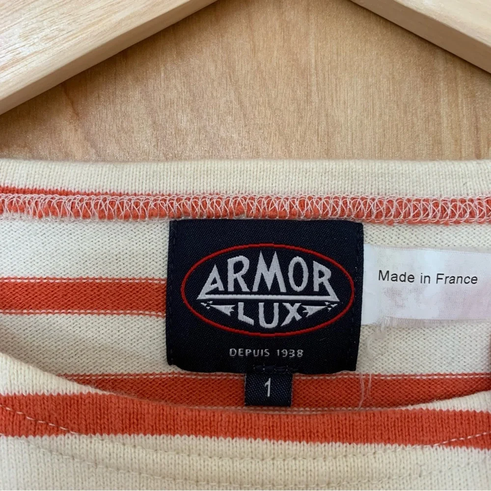 Armor Lux Orange and Cream Striped Long Sleeve Tee - Picture 2 of 6